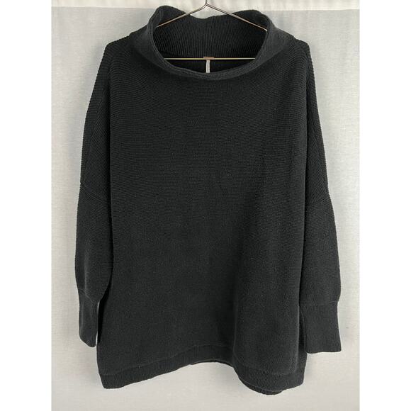 Free People Sweater Ottoman Slouchy Pullover Oversized Chunky Black Minimalist - Picture 3 of 8
